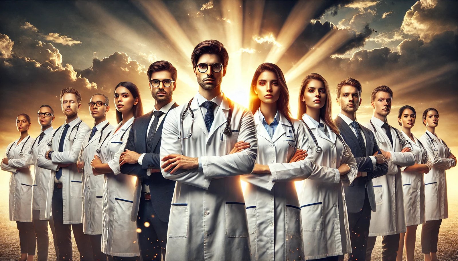 AI-generated illustration of doctors in white coats.