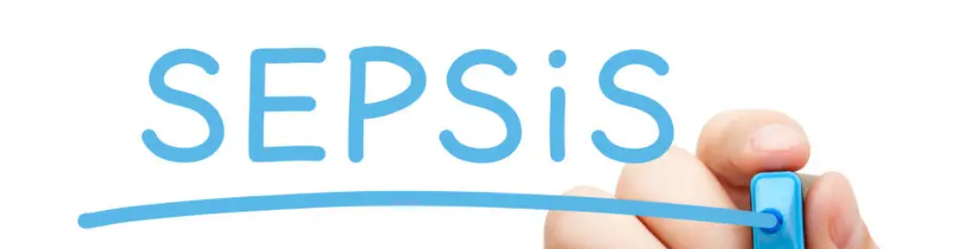 The word Sepsis written in blue and underlined with a marker.